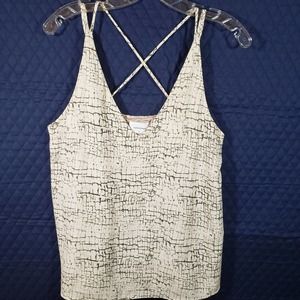Adrienne Croc Print Cami Top Sz S Pale Pink Lined Cross Strap Reptile Boutique